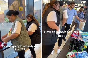 Două femei din România, surprinse în timp ce voiau să fure din Lidl, imagini virale