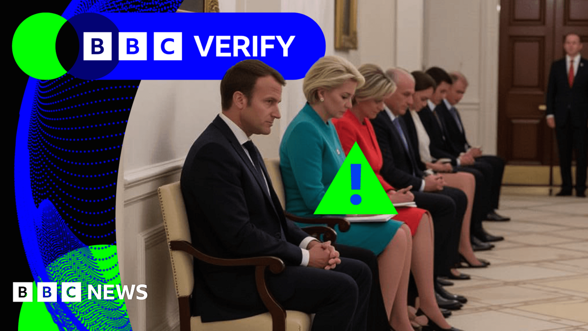 BBC Verify Live: How we know this image of 'leaders' waiting for Trump is AI