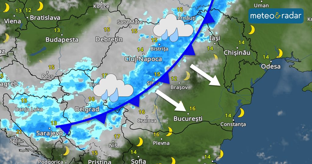 O masa de aer rece aduce precipitatii abundente si fenomene meteorologice violente.