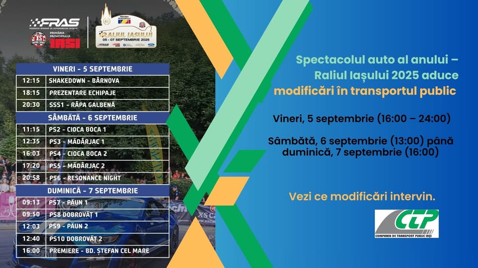 Spectacolul auto al anului – Raliul Iașului 2025 aduce modificări în transportul public - Radio Iaşi – Cel mai ascultat radio regional