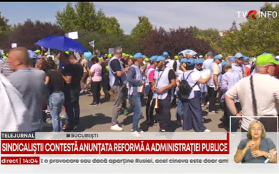 Protest al sindicaliştilor din administraţie, nemulţumiți de măsurile Guvernului, în Capitală. Ei ameninţă cu greva generală