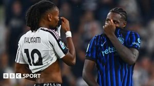 Thuram înscrie pentru Juventus, învinge Inter cu 4-3.