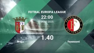Pronosticuri pentru meciul de fotbal dintre Braga și Feyenoord în cadrul competiției Europa League.