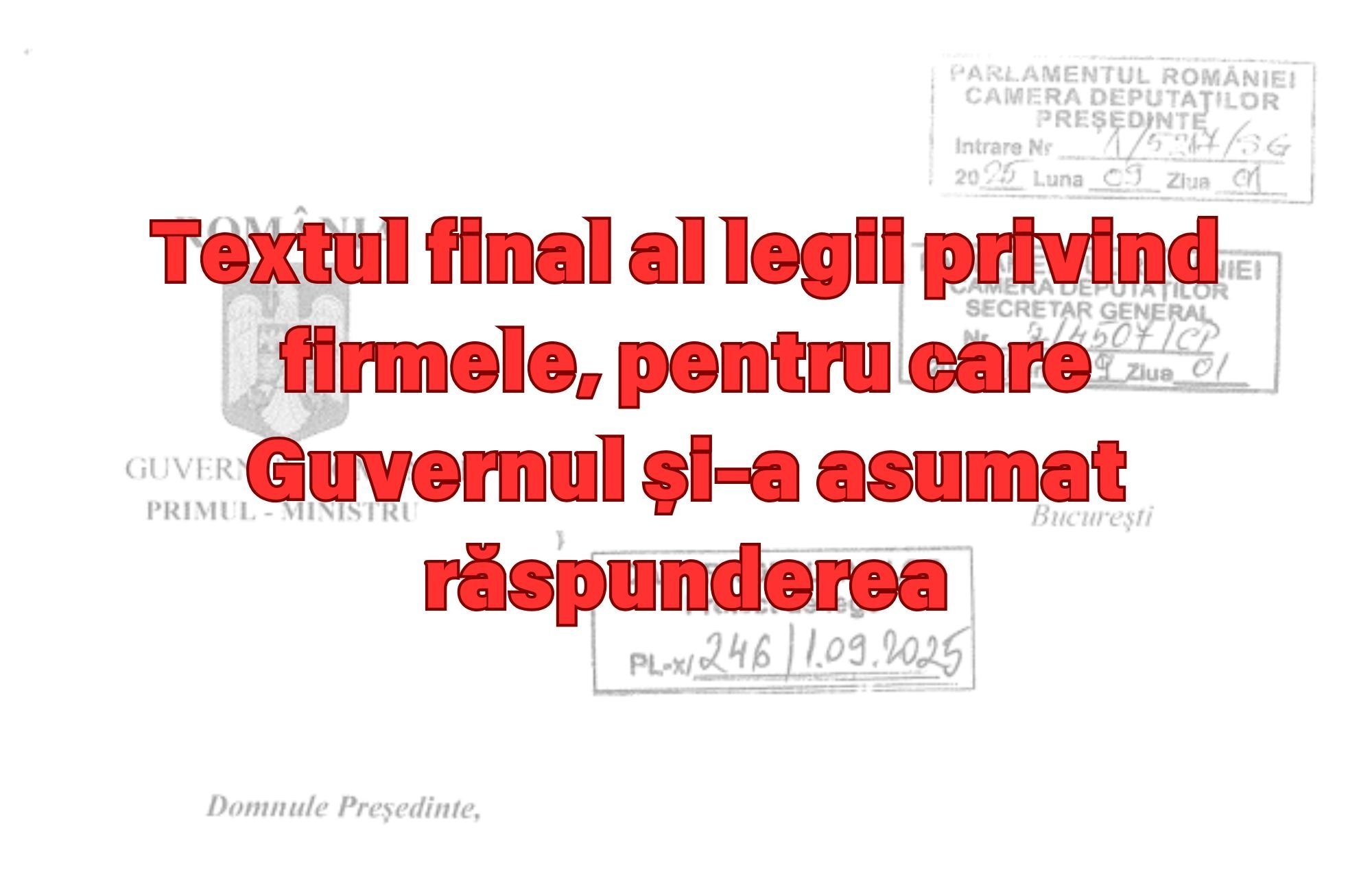 [ad_1] Guvernul condus de premierul Ilie Bolojan și-a asumat recent răspunderea în Parlament pentru un pachet de măsuri fiscal-bugetare, incluzând proiecte de lege care aduc modificări importante pentru mediul de afaceri din România