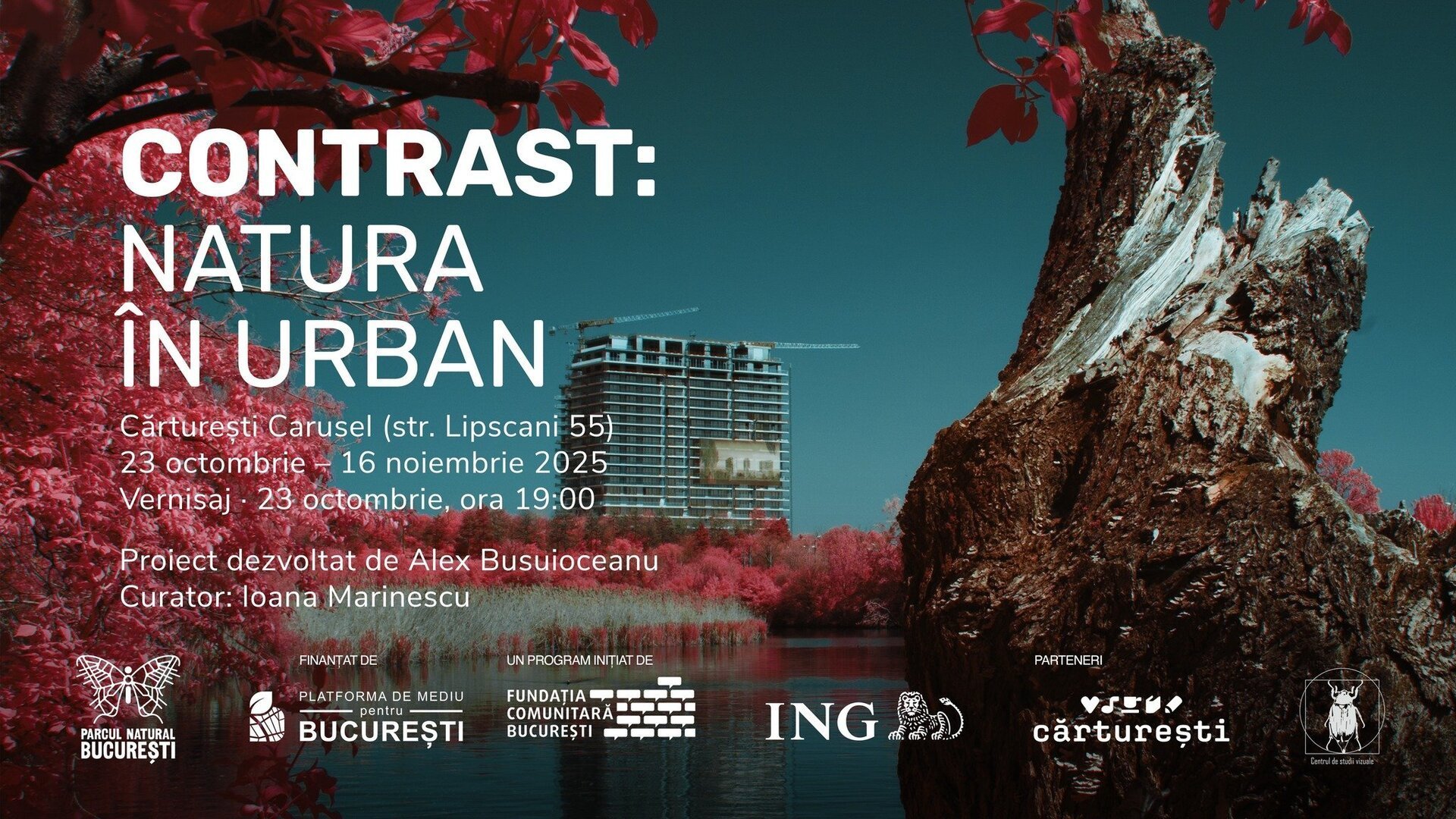 [ad_1] Expoziția „Contrast: Natura în urban”, programată pentru 23 octombrie, de la ora 19:00, aduce în prim-plan o selecție de fotografii realizate de Alexandru Busuioceanu și Rangerii Urbani ai Asociației Parcul Natural București