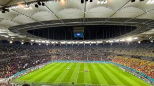 Aspectul tribunelor Arenei Naționale în timpul confruntării FCSB – Young Boys