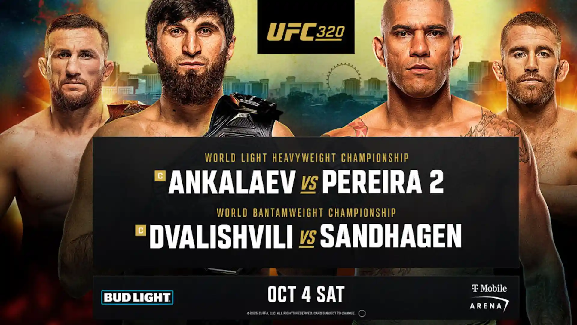 Rezultate și transmisiune live la evenimentul de arte marțiale mixte UFC 320.