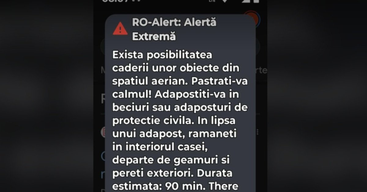 Atenționare RO-Alert: Obiecte pot cădea din aer în Galați