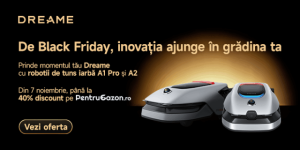 Ofertă specială de Black Friday: Inovație pentru gazonul tău cu roboții de tuns iarbă Dreame A1 PRO și A2 (P)