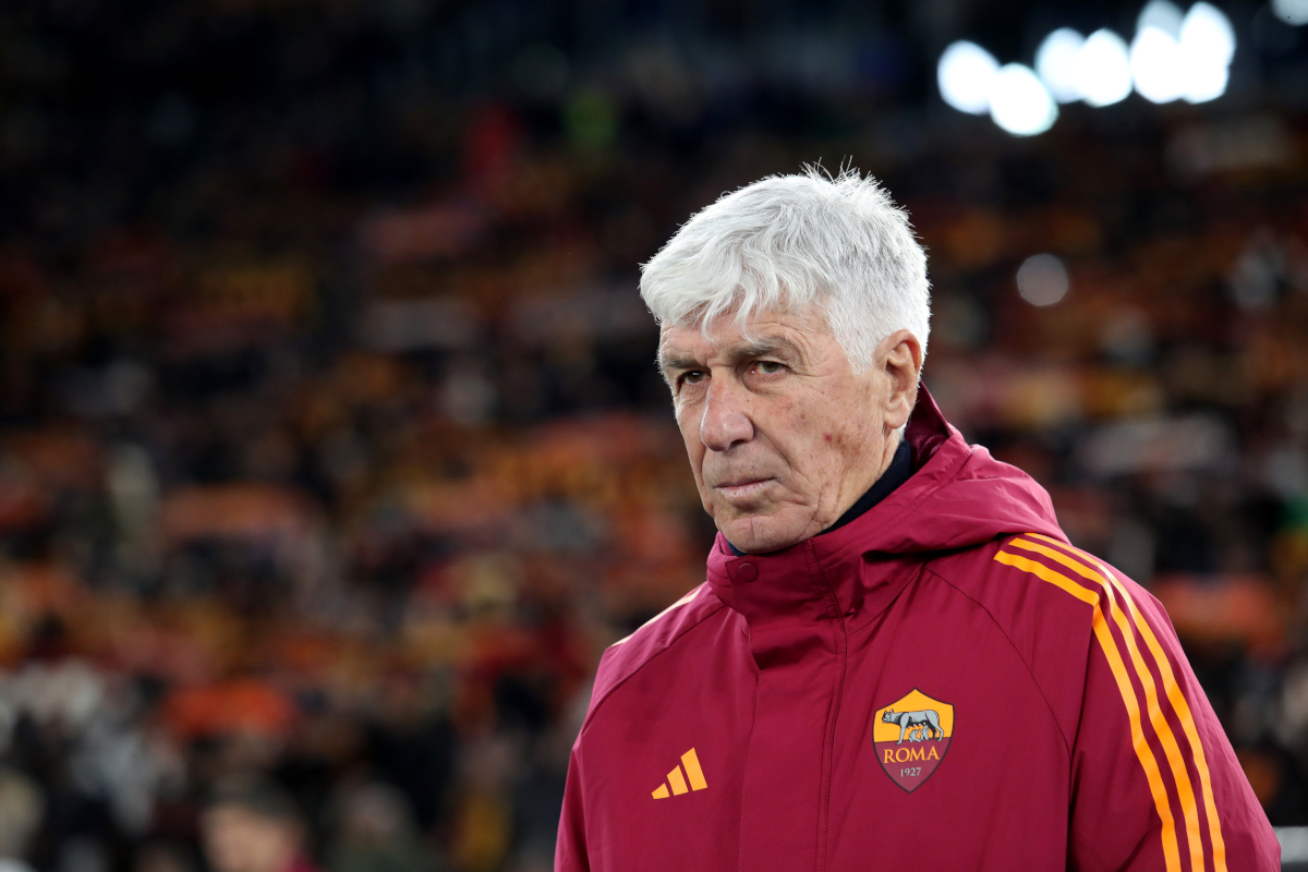 ROME, ITALY - NOVEMBER 27: AS Roma head coach Gian Piero Gasperini looks on during the UEFA Europa League 2025/26 League Phase MD5 match between AS Roma and FC Midtjylland at Stadio Olimpico on November 27, 2025 in Rome, Italy. (Photo by Paolo Bruno/Getty Images)