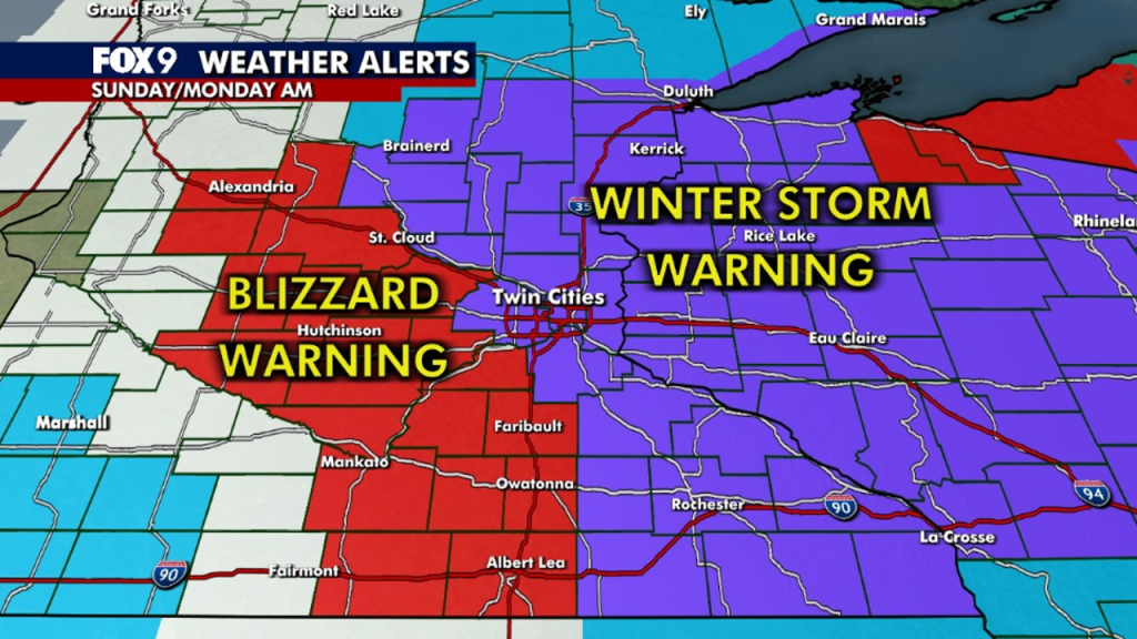 Minnesota weather: Winter storm and blizzard warnings in place for Sunday
