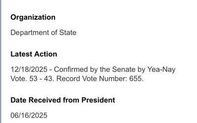 Confirmarea lui Darryl Nirenberg ca ambasador al Statelor Unite la