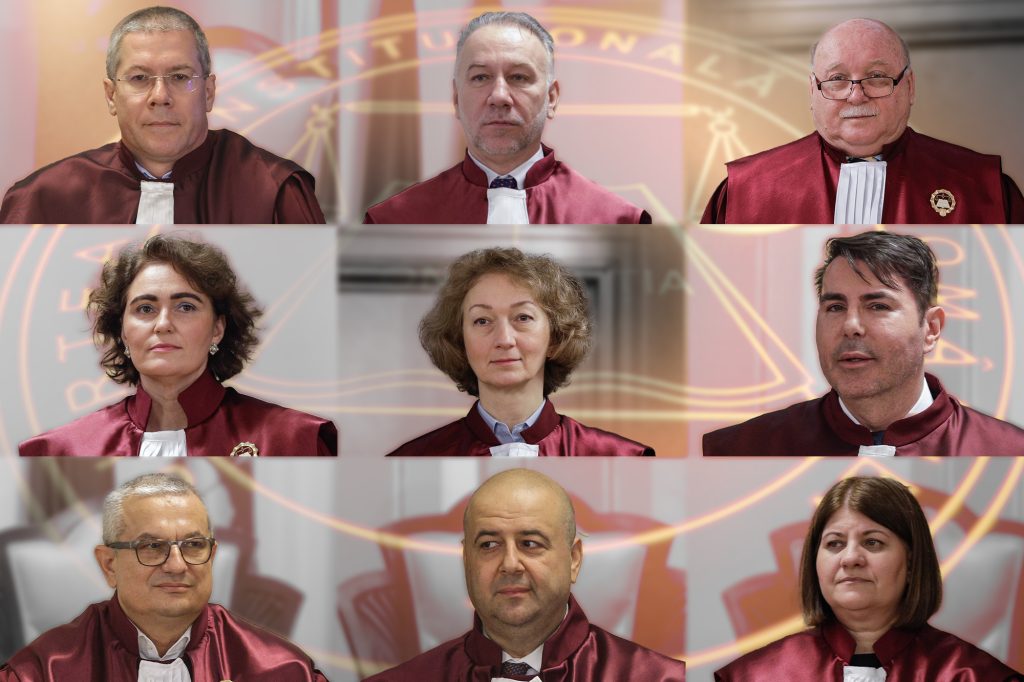 Cei 9 judecători în funcție ai CCR, decembrie 2025. Inquam Photos / Octav Ganea. Colaj: Ion Mateș / Hotnews