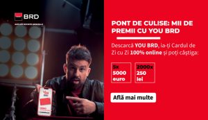 Obține acum Cardul de zi cu zi de la YOU BRD – solicită-l complet online fără comisioane, beneficiează de cashback și ai șansa de a câștiga 5 premii a câte 5000 de euro sau 2000 de premii a câte 250 de lei. Află mai multe pe site-ul oficial al BRD.