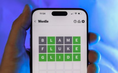 a completed Wordle puzzle on a phone
