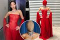 Jennie of Blackpink wears red version of Kim Kardashian's masked Margiela gown