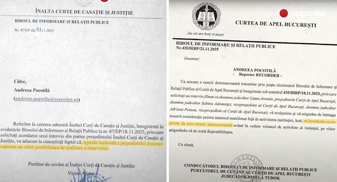 Președinta Curții de Apel București, Liana Arsenie, a emis o comunicare oficială în această săptămână, menită să clarifice anumite aspecte legate de credibilitatea instituției pe care o reprezintă, într-un moment în care opinia publică și mass-media au fost intens mobilizate de un documentar care a zguduit imaginea sistemului judiciar din România