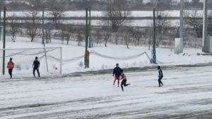 Terenul meciului FC Botoșani – Farul, afectat de ninsoare. Probleme pentru organizatori