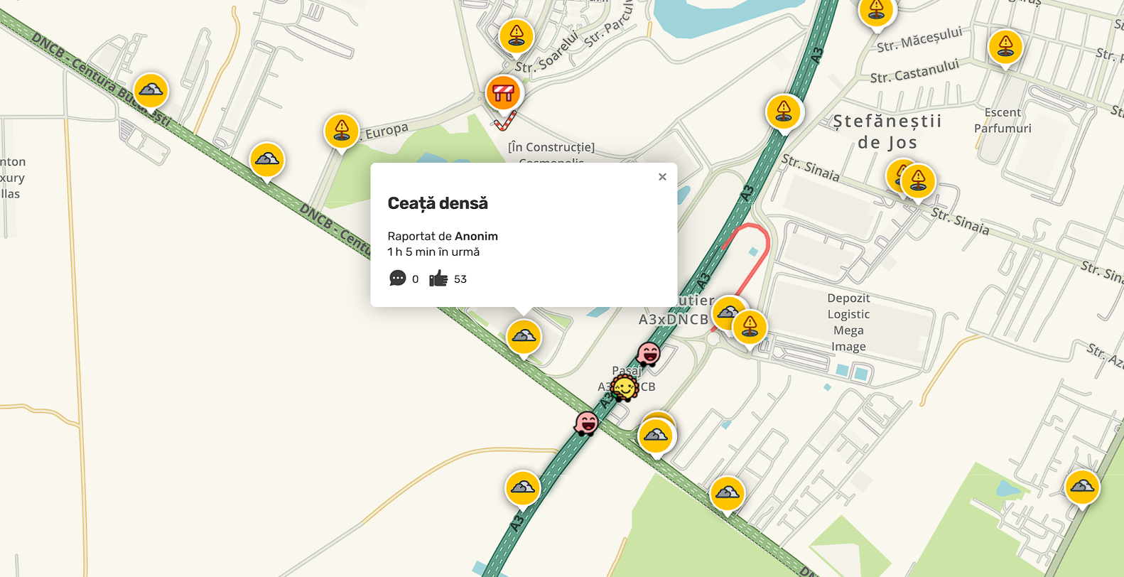 Densitatea ceaței din ultimele ore a creat condiții extrem de dificile pentru traficul din București și zonele adiacente, fiind deja resimțită atât la nivel urban, cât și pe principalele drumuri naționale și autostrăzi