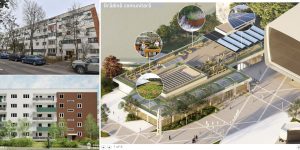 Bloc de patru etaje în Favorit, regenerat ecologic cu acoperiș verde, și centru de inovație în Sector 6