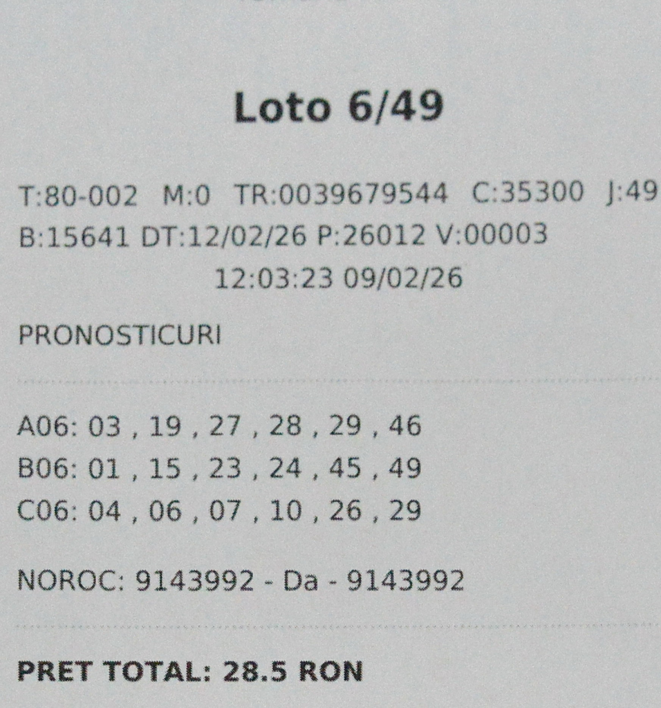 Botoseaneanul care a sfidat statisticile: 4,5 milioane de euro la Loto Un norocos din Botoșani a dat lovitura vieții la tragerea Loto 6/49 din 12 februarie 2026, adjudecându-și fabuloasa sumă de 22.948.891,68 lei, echivalentul a peste 4,5 milioane de euro