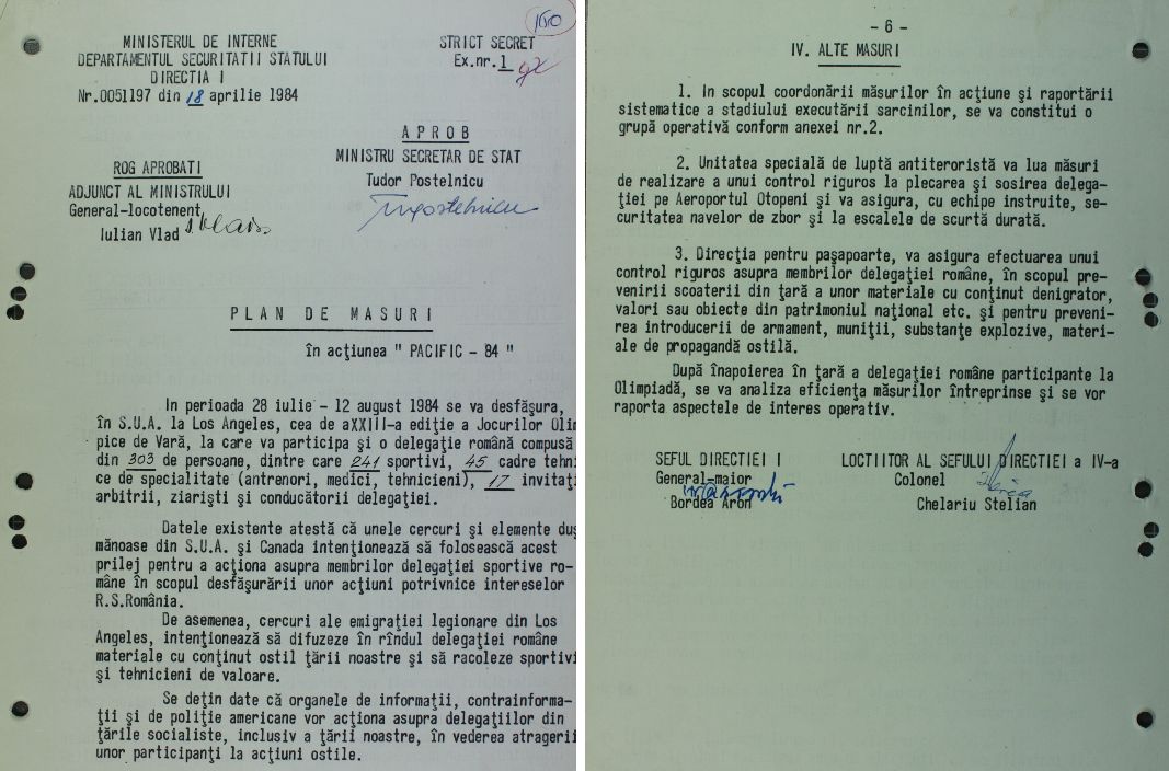CNSAS dezvăluie supravegherea sportivilor români la Olimpiada din 1984 Consiliul Național pentru Studierea Arhivelor Securității (CNSAS) a publicat pe pagina sa de Facebook un document relevant pentru istoria recentă a României