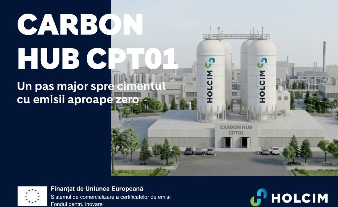Holcim România accesează fonduri europene pentru un proiect de captare a carbonului Holcim România a primit finanțare de la Agenția Executivă Europeană pentru Climă, Infrastructură și Mediu (CINEA) pentru proiectul Carbon Hub CPT01