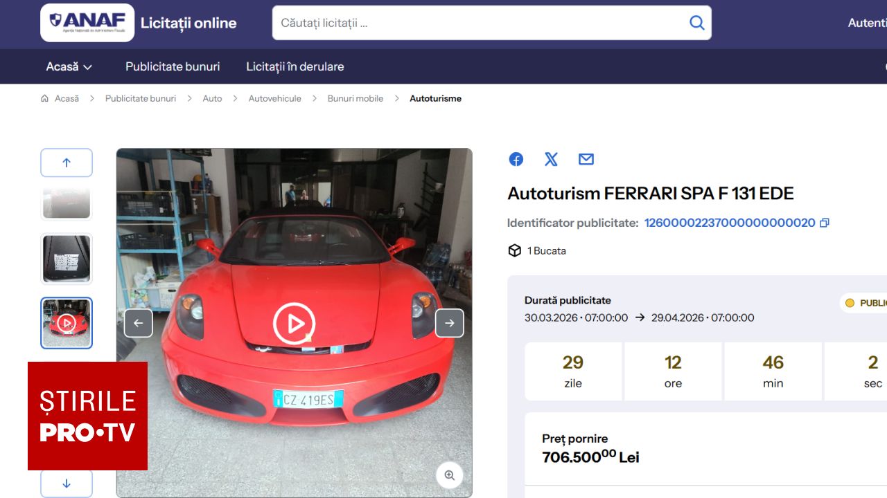 ANAF digitalizează licitațiile: De la Ferrari la terenuri, totul se vinde online Agenția Națională de Administrare Fiscală (ANAF) a făcut un pas important spre modernizare, trecând la un sistem complet digitalizat pentru licitațiile de bunuri confiscate sau executate silit