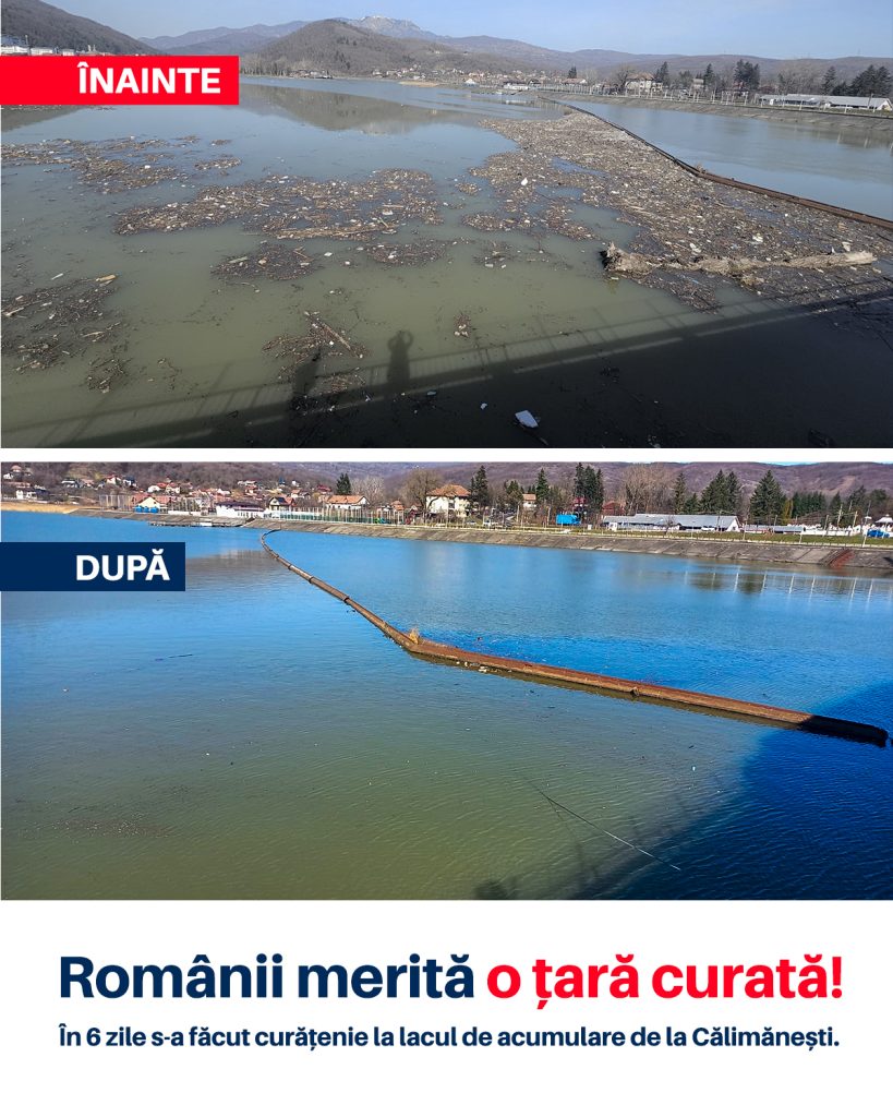 Lacul de acumulare Călimănești, curățat în șase zile după sesizare Ministrul Mediului, Diana Buzoianu, a anunțat pe rețelele de socializare finalizarea operațiunii de curățare a lacului de acumulare Călimănești, în județul Vâlcea