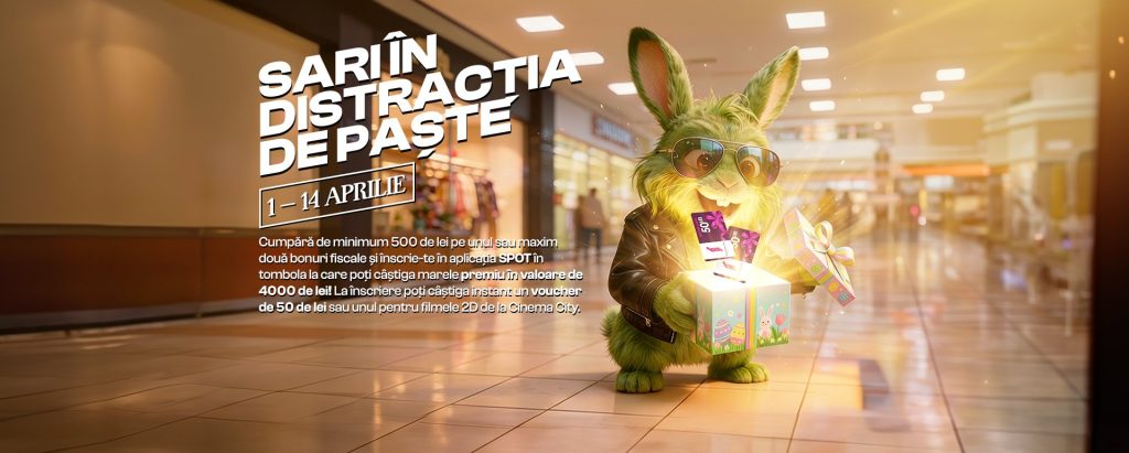 Shopping City Târgu Jiu invită vizitatorii la activități speciale și tombole de Paște Centrul comercial Shopping City Târgu Jiu a pregătit o serie de evenimente și promoții pentru luna aprilie, cu ocazia sărbătorilor pascale