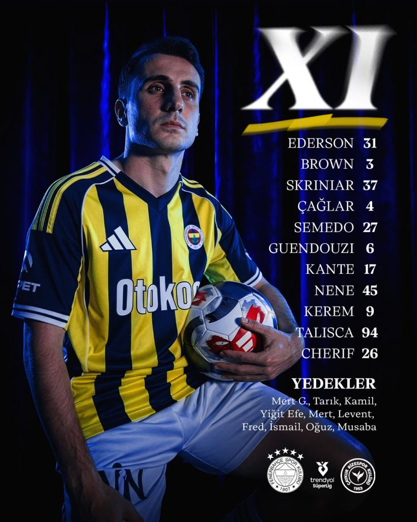 Fenerbahce, primul „11” pentru meciul cu Çaykur Rizespor