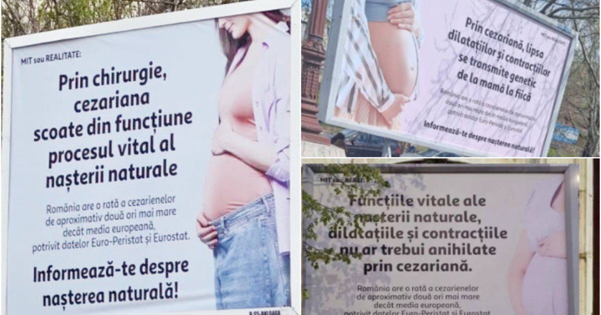 Panouri anti-cezariană în București: O senatoare USR, furioasă pe afișe