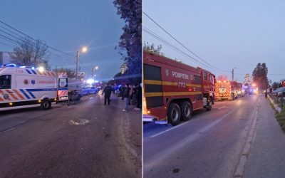 Incendiu devastator în Constanța: Șase adulți și 3 copii, la spital, un adult e grav