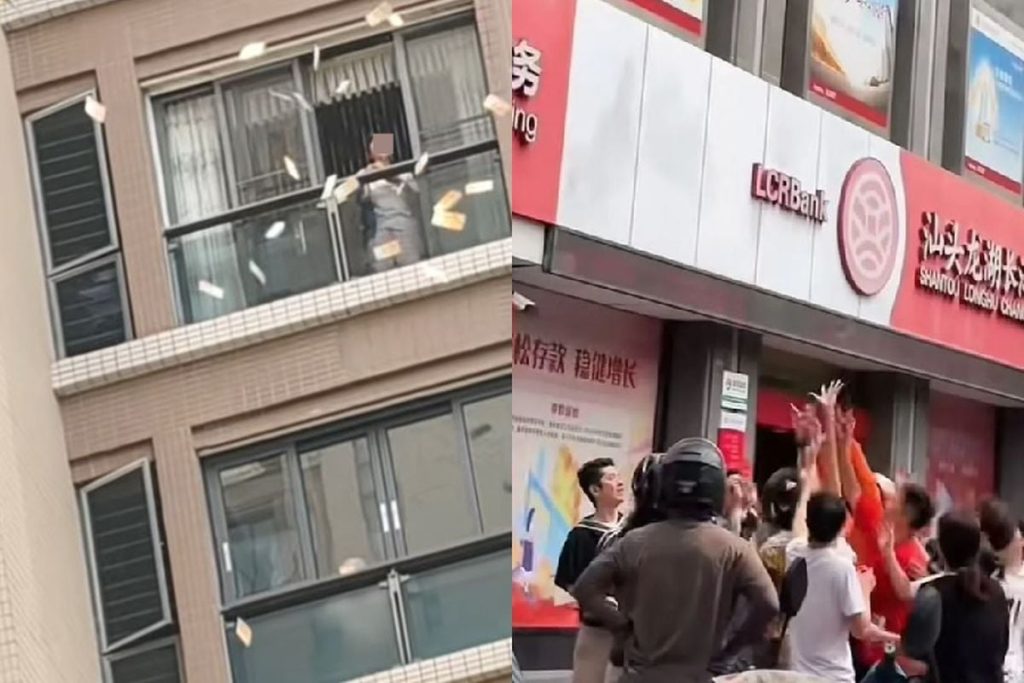 Femeie, furie și dolari: 160.000 aruncați de la balcon după cearta cu soțul în China