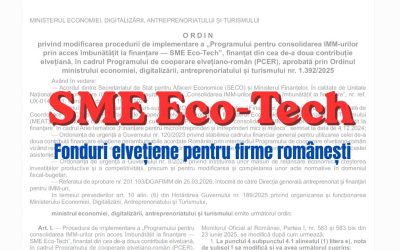 Fonduri elvețiene de 288 milioane lei pentru firmele din România, schimbări majore