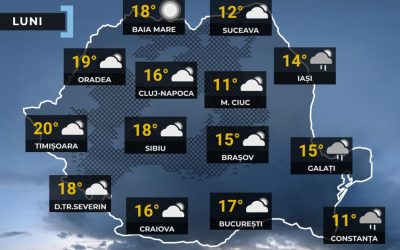 Vremea în România: Temperaturi extreme mâine, de la -3 la 21 de grade, cu ploi