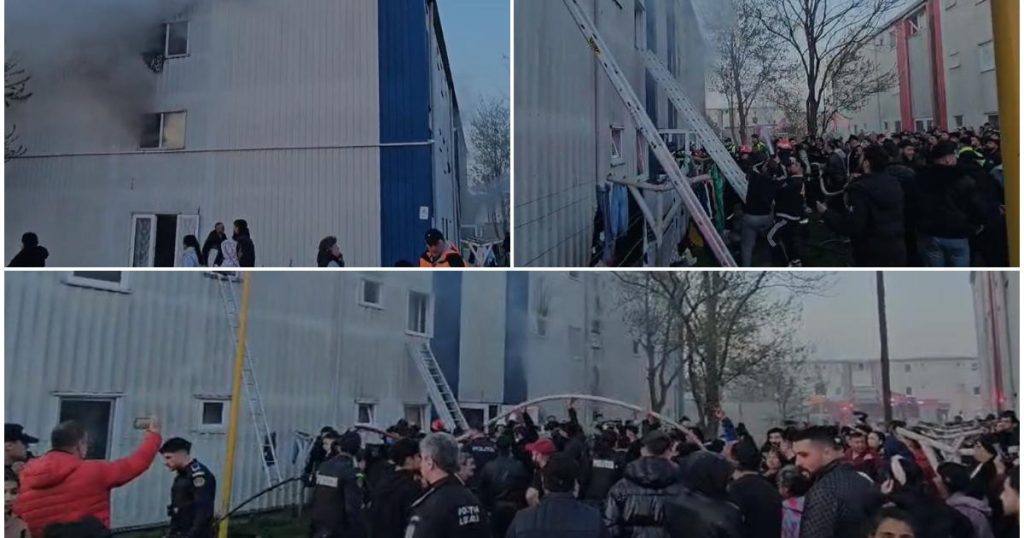 Incendiu în Constanța: 12 persoane, 4 copii, la spital după flăcări