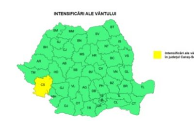 VÂNT-FURTUNĂ în Caraș-Severin: Alertă meteo Cod Galben până miercuri