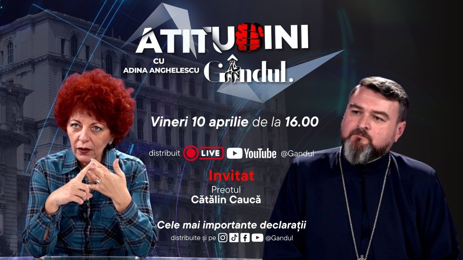 „Atitudini cu Adina Anghelescu” intră în direct vineri, de la ora 16:00, cu o nouă ediție