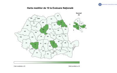 Medii 10 la Evaluarea Națională: Apocalipsă/Doar 7 elevi pe țară, 37 de județe goale