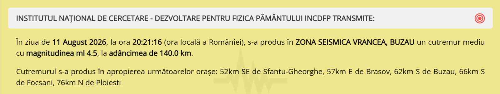 Vrancea, zguduită de un seism de 4,5 grade