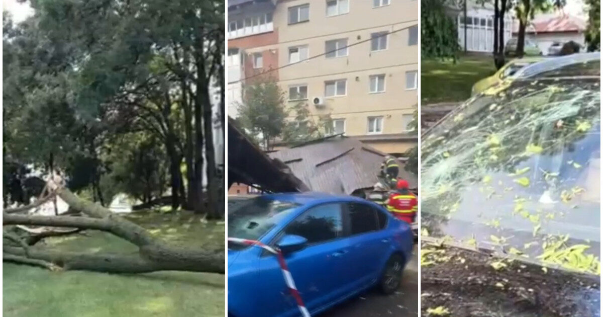 Vijelie devastatoare: Străzi inundate, acoperișuri smulse, mașini avariate