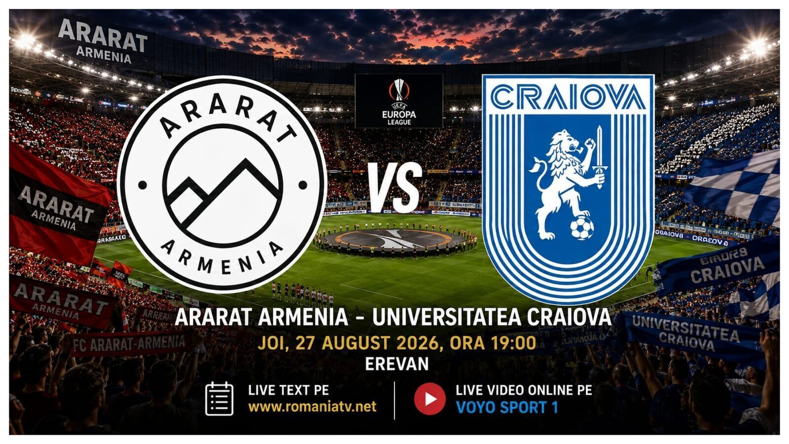 Ararat – Craiova LIVE: Unde vezi meciul în direct și online