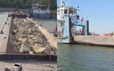 Dunărea: Ultimele două barje scufundate în 7 ore. Vezi video