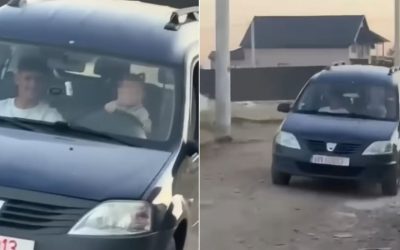 Bebeluș la volan în Vrancea. Imagini șocante din Slobozia Bradului