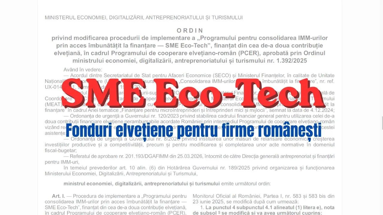 SME Eco-Tech: Încă o condiție eliminată pentru firmele micro