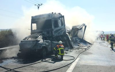 Șofer carbonizat după un carnagiu pe șosea