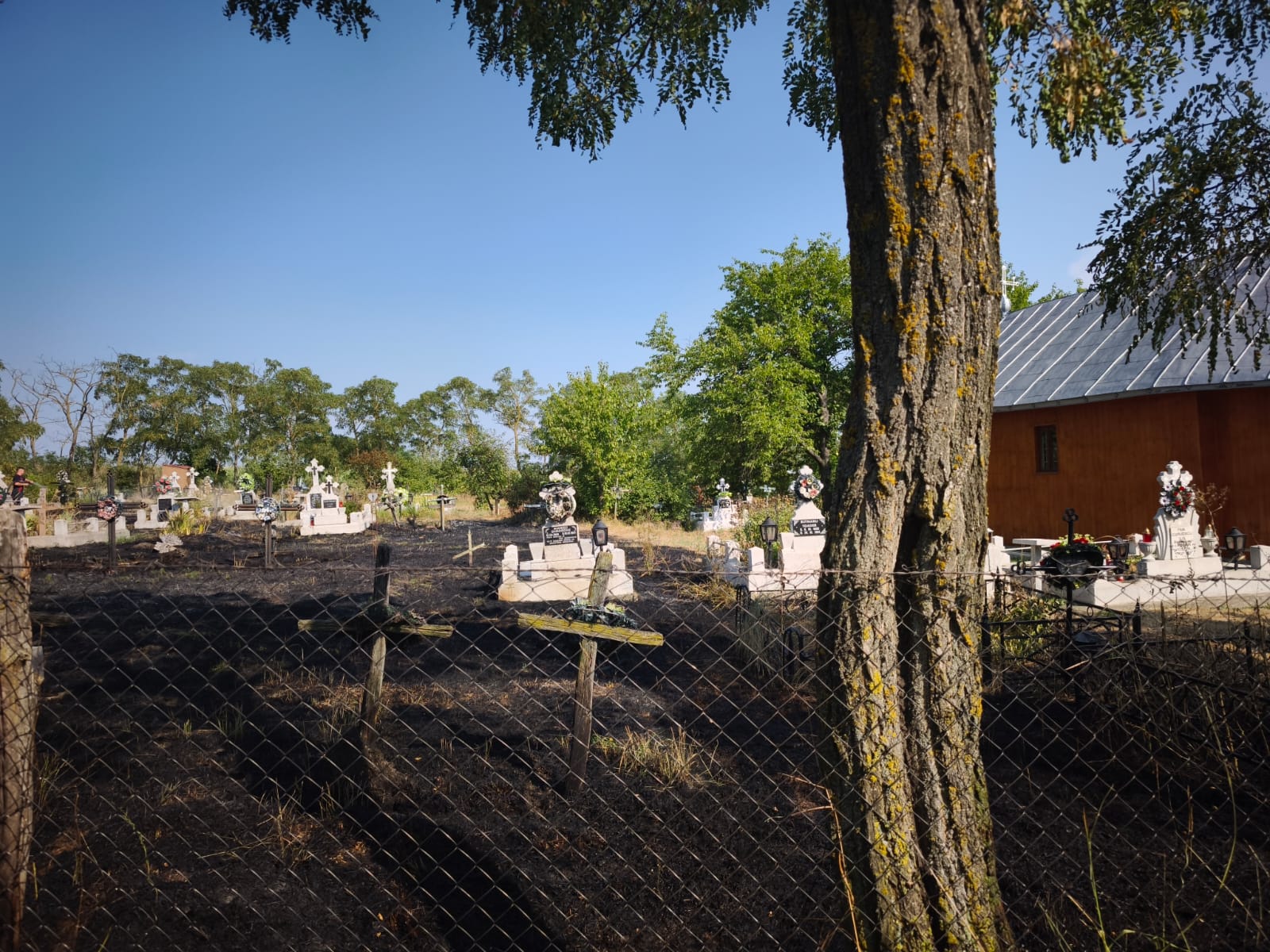 Flăcări în cimitirul din Botoșani: Lumânare nesupravegheată a declanșat dezastrul