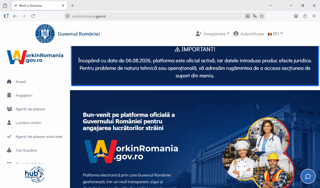 Workinromania, activ: Platforma obligatorie pentru muncitorii non-UE